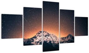 Obraz nocnego nieba z górą (125x70 cm)