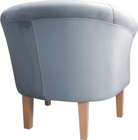 Fotel Milo tkanina Welur wygodny fotel tapicerowany do salonu i sypialni : Kolor nogi - Drewno, Kolor tkaniny - VELVET - BL06, Wysokość nogi - 20 cm