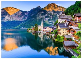 Obraz na szkle - Wieś alpejska (70x50 cm)