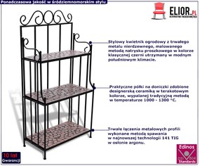 Kwietnik regał ogrodowy z terakotową mozaiką - Marbela