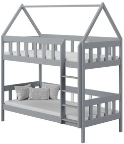 Szare piętrowe łóżko dziecięce domek dwuosobowe - Varcon 3X 200x90 cm