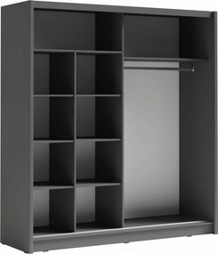 Szafa Przesuwna RANOR 200 cm z Lustrem Szafa Dwudrzwiowa, Szary