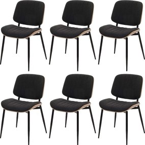 Krzesło do jadalni MCW-O44 (zestaw 6 sztuk), naturalne, ciemnoszare