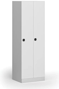 Szafka ubraniowa S1, 2-drzwiowa, 1850 x 600 x 500 mm, demontaż, zamek kodowy, drzwi laminowane, biała