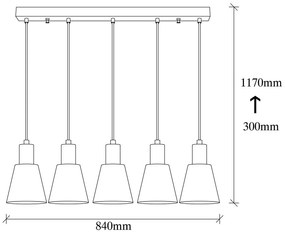 Czarna lampa wisząca z 5 kloszami Opviq lights Kem