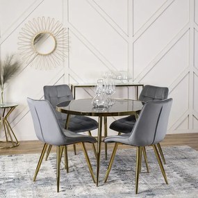 Stół Okrągły TINGA 100 cm Czarny/Złoty Glamour