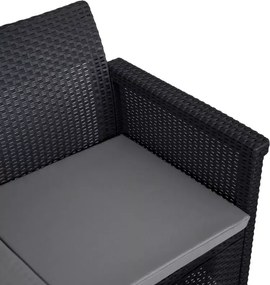 Zestaw mebli ogrodowych Amilio czarny technorattan sofa 2 fotele stolik taras balkon ogród