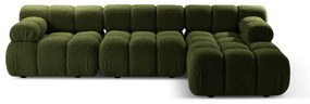 Zielony narożnik modułowy z materiału bouclé (prawostronny) Bellis – Micadoni Home