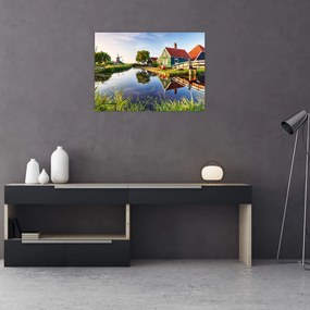 Obraz na szkle holenderskich młynów (70x50 cm)