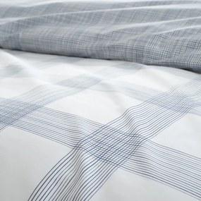 Biało-niebieska bawełniana pościel jednoosobowa 135x200 cm Marlow Check – Bianca