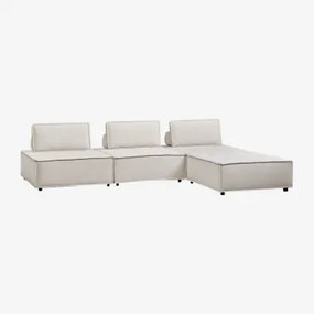 3-częściowa Modułowa Sofa I Pufa W Tkaninie Vermont Tkaniny Beżowy Krem - Sklum