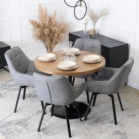 Stół Okrągły LINO 100 cm Orzech/Czarny Nowoczesny Loft