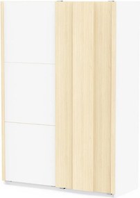 Szafa z 2 drzwiami przesuwnymi, wykończenie biały i dąb, L140,1 cm - HEVA
