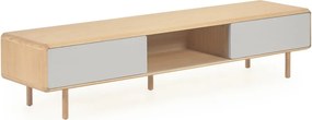 Szaro-naturalna szafka pod TV w dekorze jesionu 180x41x42 cm Anielle – Kave Home