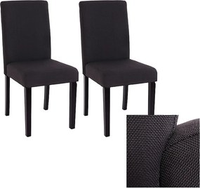 Krzesło do jadalni Littau (zestaw 2 sztuk), tekstylny, czarny, ciemne nogi