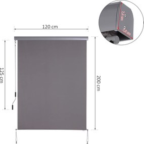 Markiza Pionowa Outsunny z Ochroną przed Słońcem i Wiatrem, Szara