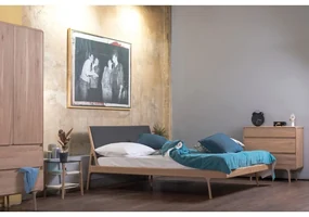 Szare/naturalne łóżko dwuosobowe z litego drewna dębowego 180x200 cm Fawn – Gazzda