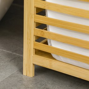 HOMCOM Kosz na Pranie z Pokrywą Bambusowy Pojemnik 55L Naturalny | Aosom PL