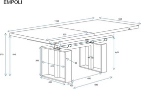Ławostół z podnoszonym i rozkładanym blatem Empoli kaszmir