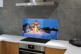 Panel nad Blat Kuchenny Romantyczna Kolacja: Wino i Kwiaty