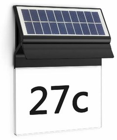 Philips Enkara solarna zewnętrzna lampa LED z numerem domu 0,2 W 2700 K, czarny