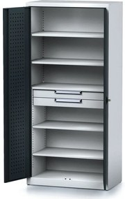 Szafa warsztatowa MECHANIC, 1950 x 920 x 500 mm, 5 półek, 2 szuflady, antracytowe drzwi