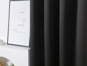 Czarna zasłona OXFORD 140x250 cm Zawieszanie: Metalowe pierścienie