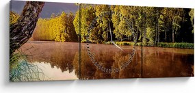 Obraz - Za rzeką (z zegarem) (90x30 cm)
