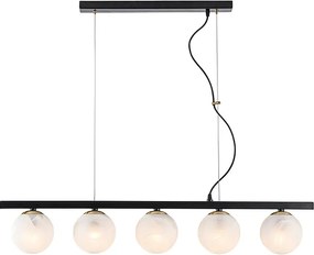 Lampa wisząca Adrian z czarnego lakierowanego i brązowionego żelaza, 5 świateł, dł. 101 x 14, BL278-5-NR