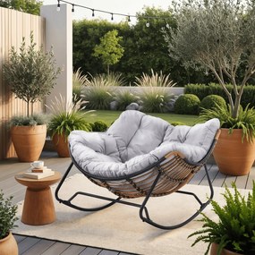 Bujany fotel ogrodowy z poduszką Elton, szary