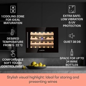 Klarstein Vinsider 54cm 24 Butelki Winiarka do Zabudowy Czarny