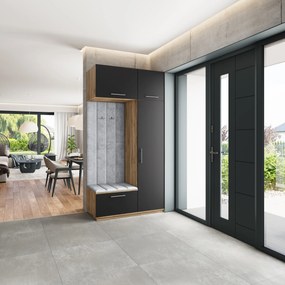 Masseno Garderoba REMA 120/240/60 cm Nowoczesna Szafa do Przedpokoju Dąb wotan