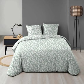 Biało-zielona pościel dwuosobowa z mikrowłókna 240x220 cm Sequoia – douceur d'intérieur