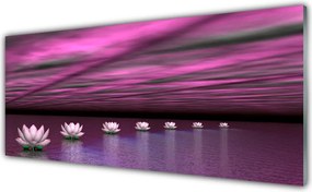 Szkło do Kuchni na Ścianę Lilie Wodne Na Jeziorze