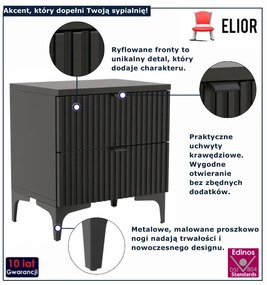 Czarna szafka nocna ryflowana T0-P64