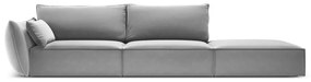 Jasnoszara aksamitna sofa lewostronna 264 cm Vanda – Mazzini Sofas