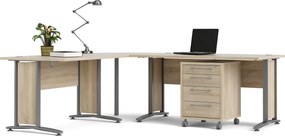 Biurko narożne Prima dąb sonoma 200x200 szare nogi