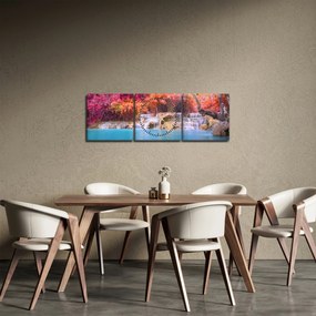 Obraz turkusowej laguny, Laos, Tat Kuang Si (z zegarem) (90x30 cm)