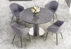 Okrągły stół Ricardo ze szklanym blatem w imitacji marmuru