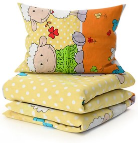 PrzytulneMieszkanie.pl PrzytulneMieszkanie.pl Bawełniana pościel do łóżeczka OWCZKI żółta Rozmiar pościeli: 45 x 65 cm | 90 x 135 cm