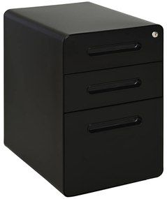 Vinsetto kontener na kółkach szafka na dokumenty z 3 szufladami pojemnik biurowy stal czarny