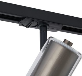 Nowoczesny reflektor w kolorze metalu z przezroczystym szkłem do systemu szynowego 1-fazowego - Iconic Lloyd Nowoczesny Oswietlenie wewnetrzne