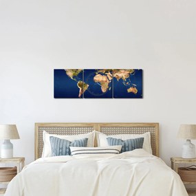 Obraz - Mapa Świata (z zegarem) (90x30 cm)