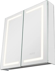 Szafka Ścienna do Łazienki SucceBuy Szafka Łazienkowa z Lustrem HD i 3-Kolorową Diodą LED o Zmiennej Intensywności, Regulowaną Półką, 65 x 65 cm