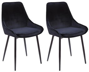 Zestaw 2 krzeseł MASURIE – Welur– Czarny
