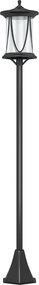 Outsunny Solarna Lampa Zewnętrzna LED, Automatyka, Odporna na Warunki Atmosferyczne, 6h Światła, 17Dł x 17S x 127W cm, Czarna