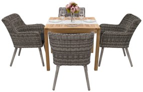 Zestaw ogrodowy teak VICTORIA QUATRO 1+4 (szary)