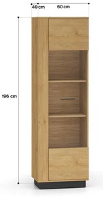 Witryna BRONX 1D 60cm dąb/czarna ML MEBLE