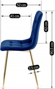 Krzesło Tapicerowane do Salonu YORK Granatowe Welurowe Nowoczesne Glamour