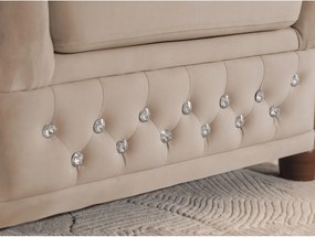 Beżowy aksamitny rozkładany narożnik (lewostronny/w kształcie litery L) York Blik – Ropez